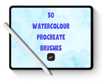 50 Watercolour Procreate brushes, Watercolour brush set, Procreate brush bundle