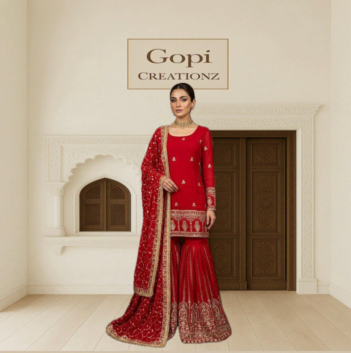 green emerald velvet dress Red Colour Sharara Set
