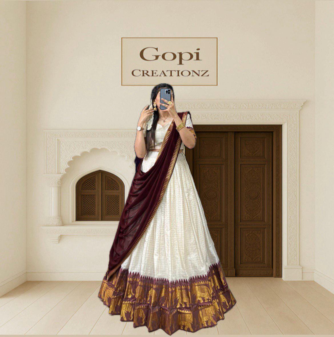 knee length dresses for ladies Kasavu Elegance Golden Tissue High Low Flared Kurta- Lobha Deepthis main image 1