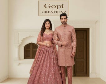 Rosa pärlehenga choli: Handbroderad georgette indisk bröllopsoutfit