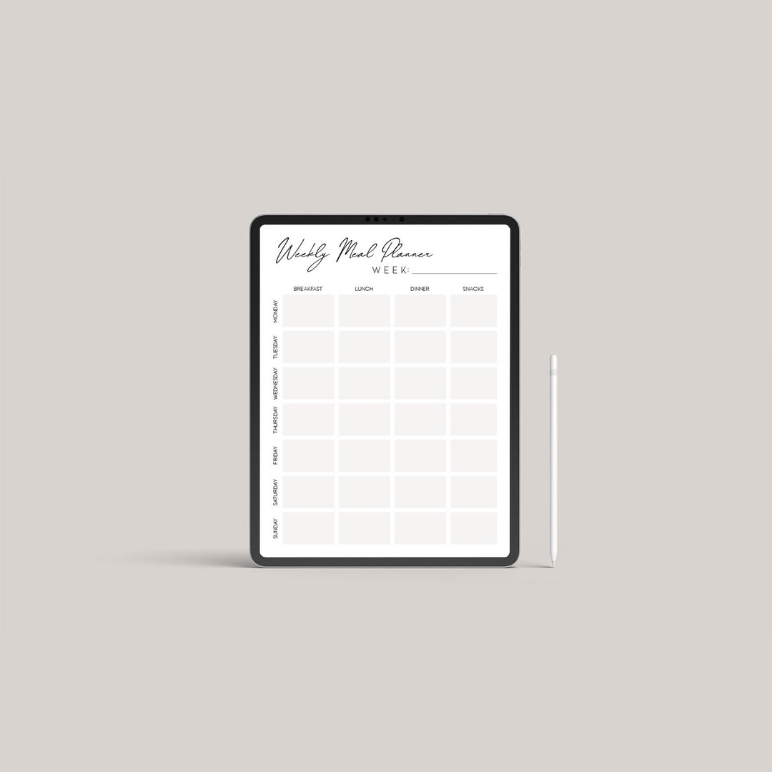 Modern Weekly Meal Planner Instant Download - Etsy