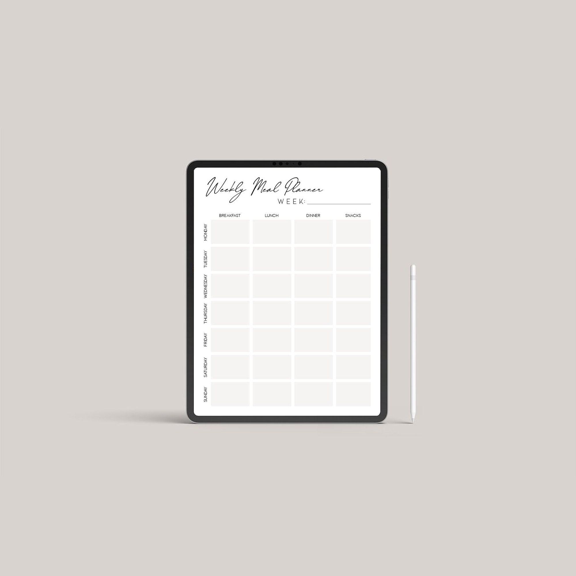 Modern Weekly Meal Planner Instant Download - Etsy