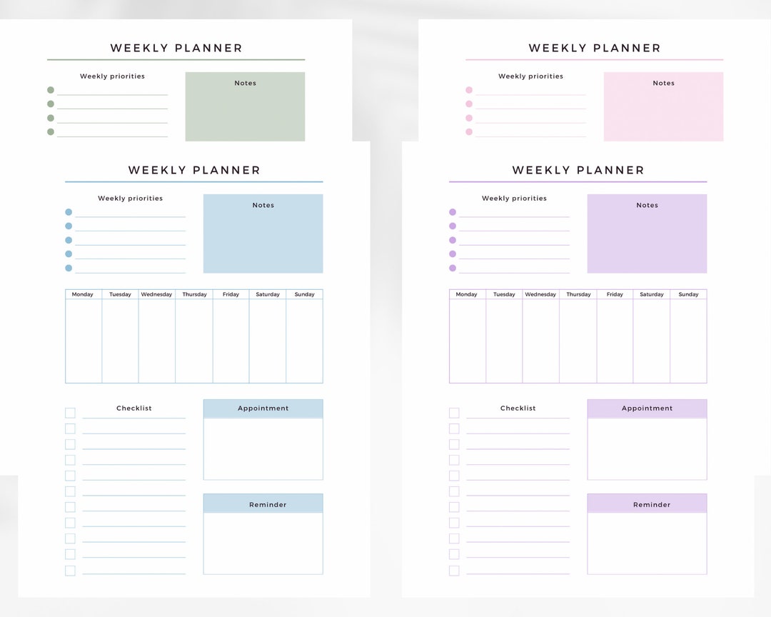 Printable Weekly Planner - Etsy