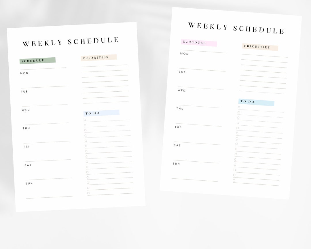 Weekly Schedule Planner - Etsy