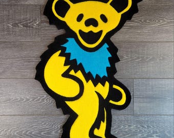 Grateful Dead Yellow Dancing Bear Handmade Rug