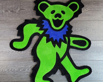 Grateful Dead Green Dancing Bear Handmade Rug