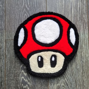 Mario Powerup Mushroom Handmade Rug