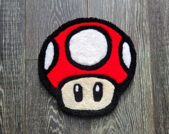 Mario Powerup Mushroom Handmade Rug