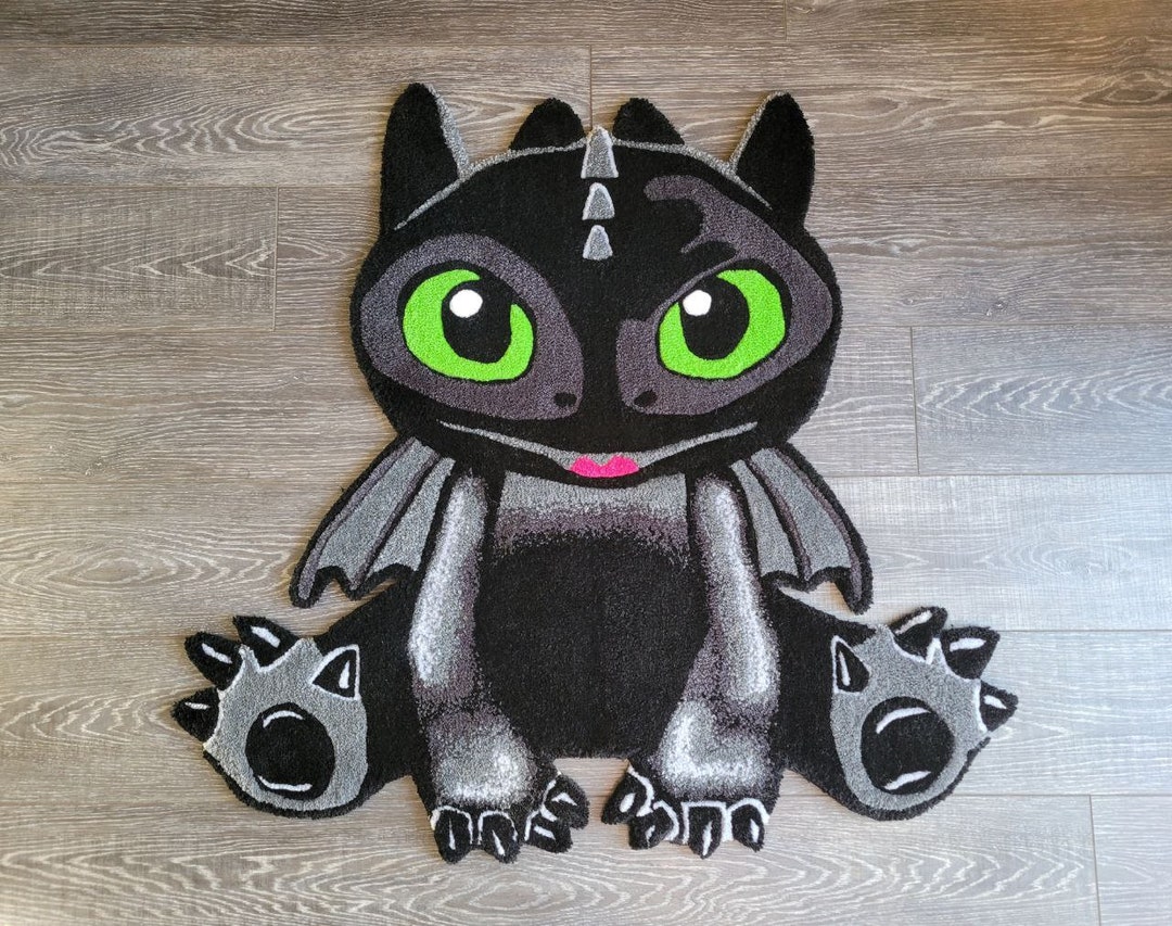 Toothless Throw Rugs Toothless Dragon Handmade Rug - Etsy
