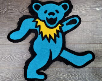 Grateful Dead Blue Dancing Bear (Pose 1) Handmade Rug