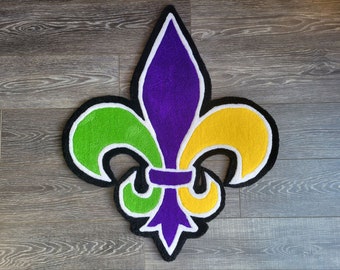 Fleur De Lis Handmade Rug (NOLA Colors)