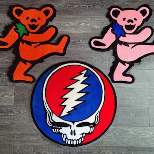 Gd Nanda Rug Grateful Dead Pink Dancing Bear Handmade Rug - Etsy