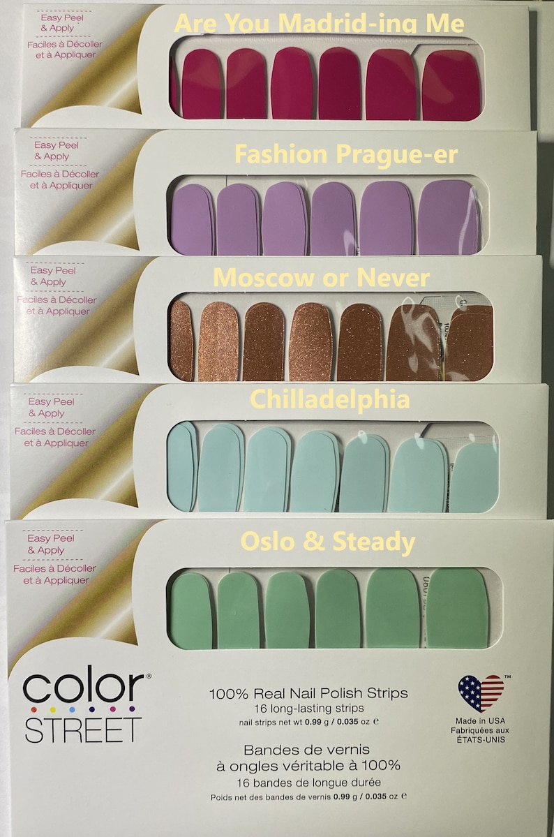 Color Street Nail Strips Solids Creme/Matte or Shimmers 100% Real Nail Polish Made In The USA New Retired Discontinued image 5