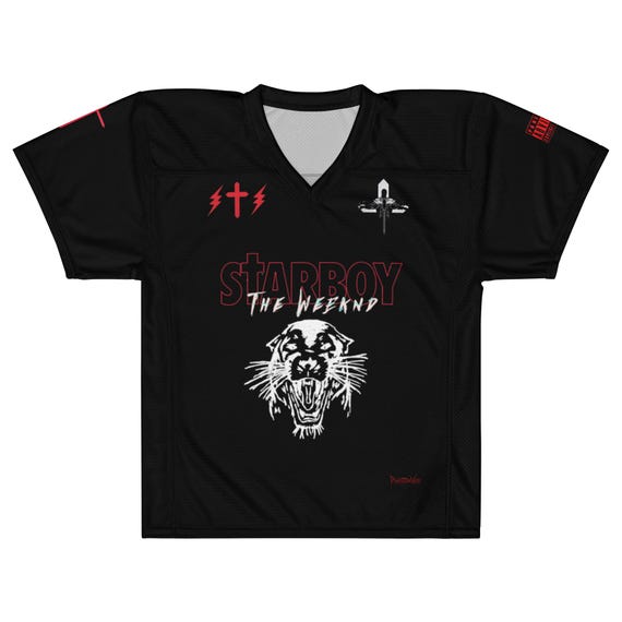 The Weeknd Starboy XO Football Jersey Retro Red XO Fan Shirt The Weeknd Starboy XO Football Jersey Retro Red XO Fan Shirt