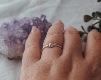 Sierlijke sterlingzilveren antistressring met lopende en roterende ringen om te helpen bij angststress ADHD kinetische sieraden "The Divider"