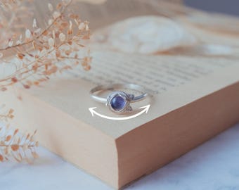 Sterlingzilveren fidgetring met ioliet (watersaffier)