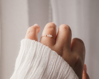 Kettingring met aquamarijn als flexibele ring, gemakkelijk aan te brengen, geschikt voor grote knokkels