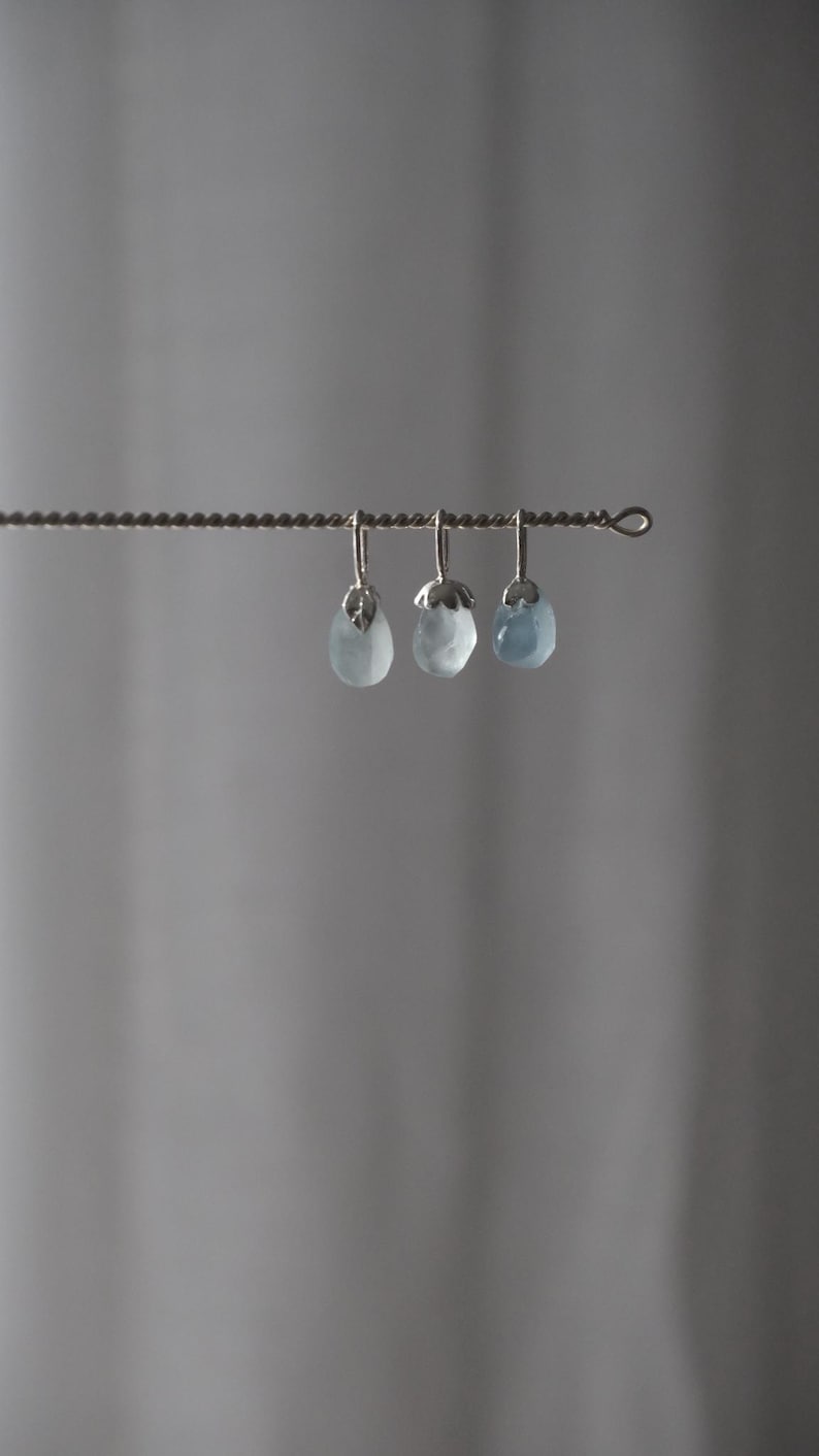 Frosted Aquamarin Halskette oder Charm/Anhänger nur in 925 Sterling Silber image 4