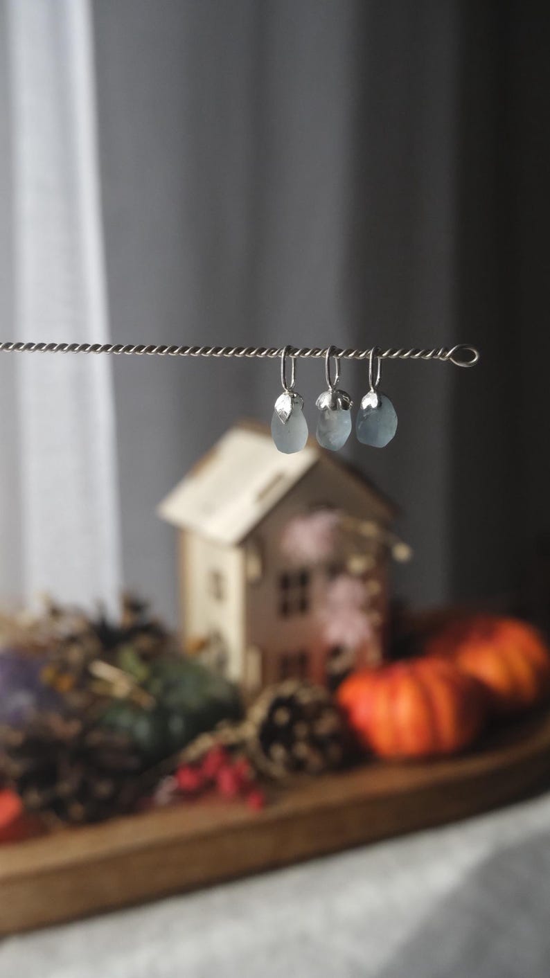 Frosted Aquamarin Halskette oder Charm/Anhänger nur in 925 Sterling Silber image 3