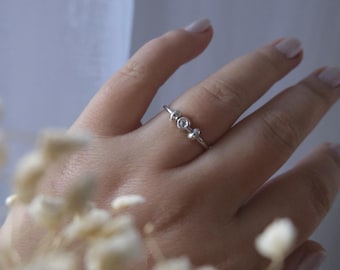 Sterlingzilveren fidgetring met moissaniet-edelsteen – handgemaakt voor rust, focus, huidplukken en nagelsbijten