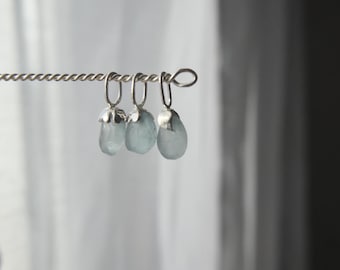 Mat Aquamarijn Halskette of Charm/Anhänger Nur in 925 sterlingzilver