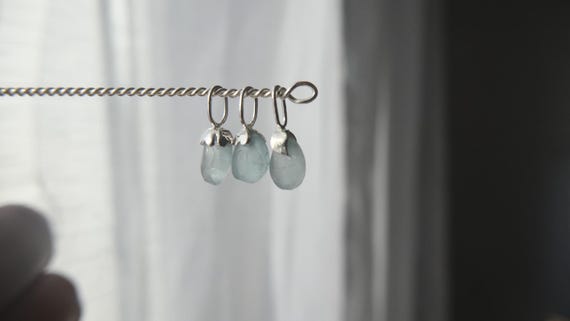 Frosted Aquamarin Halskette oder Charm/Anhänger nur in 925 Sterling Silber