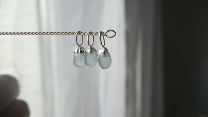 Frosted Aquamarin Halskette oder Charm/Anhänger nur in 925 Sterling Silber image 1