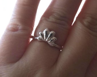 Minimalistische schelpring, op de oceaan geïnspireerde stapelband van 925 sterlingzilver