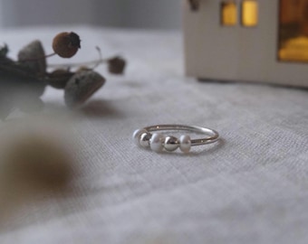 Stressring, Sorgenring, Fidget Ring Gold Filled met Süßwasserperlen