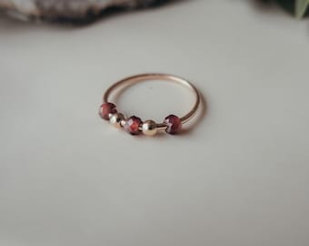 Anti-stress 14k gold filled of zilveren ring met hessoniet en glazuur