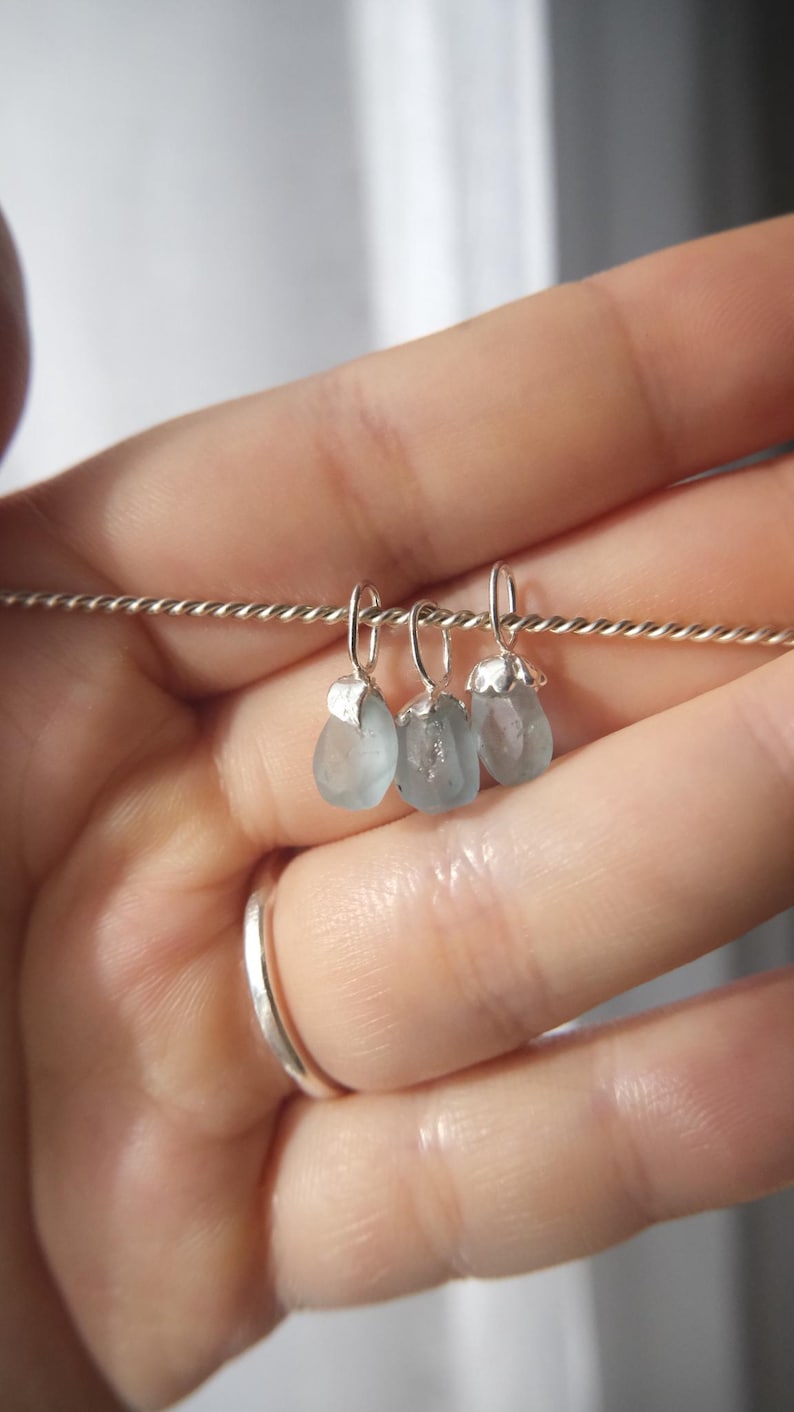 Frosted Aquamarin Halskette oder Charm/Anhänger nur in 925 Sterling Silber image 2