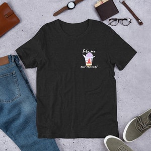 T-shirt unisex, Portami fuori stasera, camicia da cibo, camicia da cibo cinese, scatole da asporto, cibo cinese da asporto