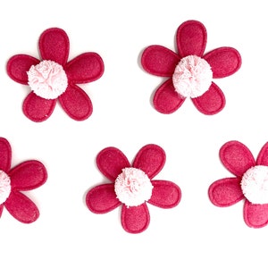 Rosa Blumenapplikationen, 5er-Set