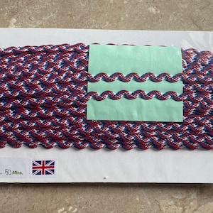 Rick Rack Trim Vermelho, Branco e Azul - Rolo de 50 m