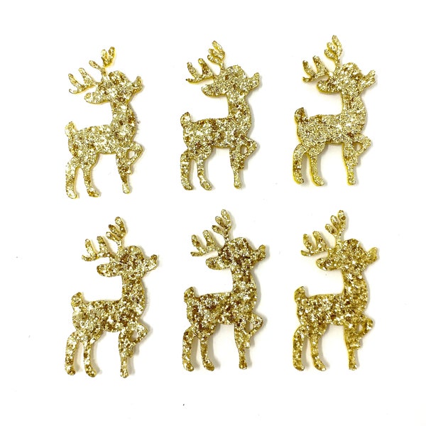 Reindeer Appliques Glitter Christmas Appliques Set of 6 Christmas Craft Accessory