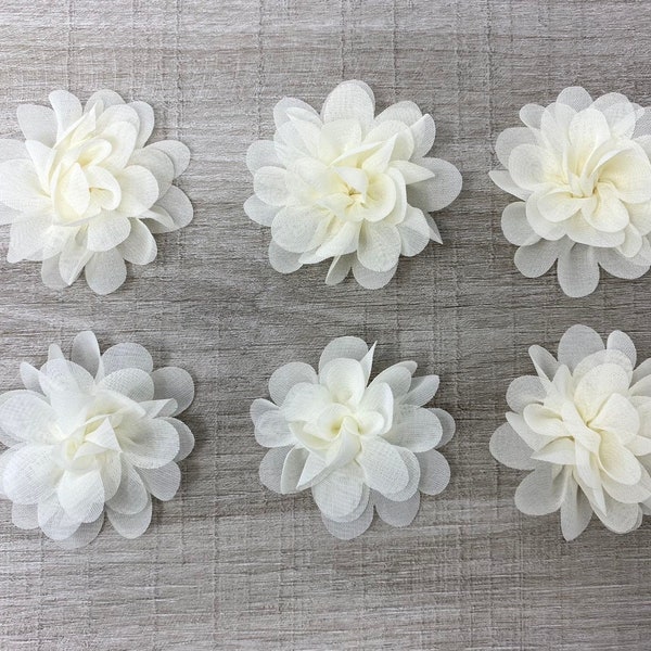 Ivory Chiffon Flower DIY Flower Hair Accessories Flower set of 6