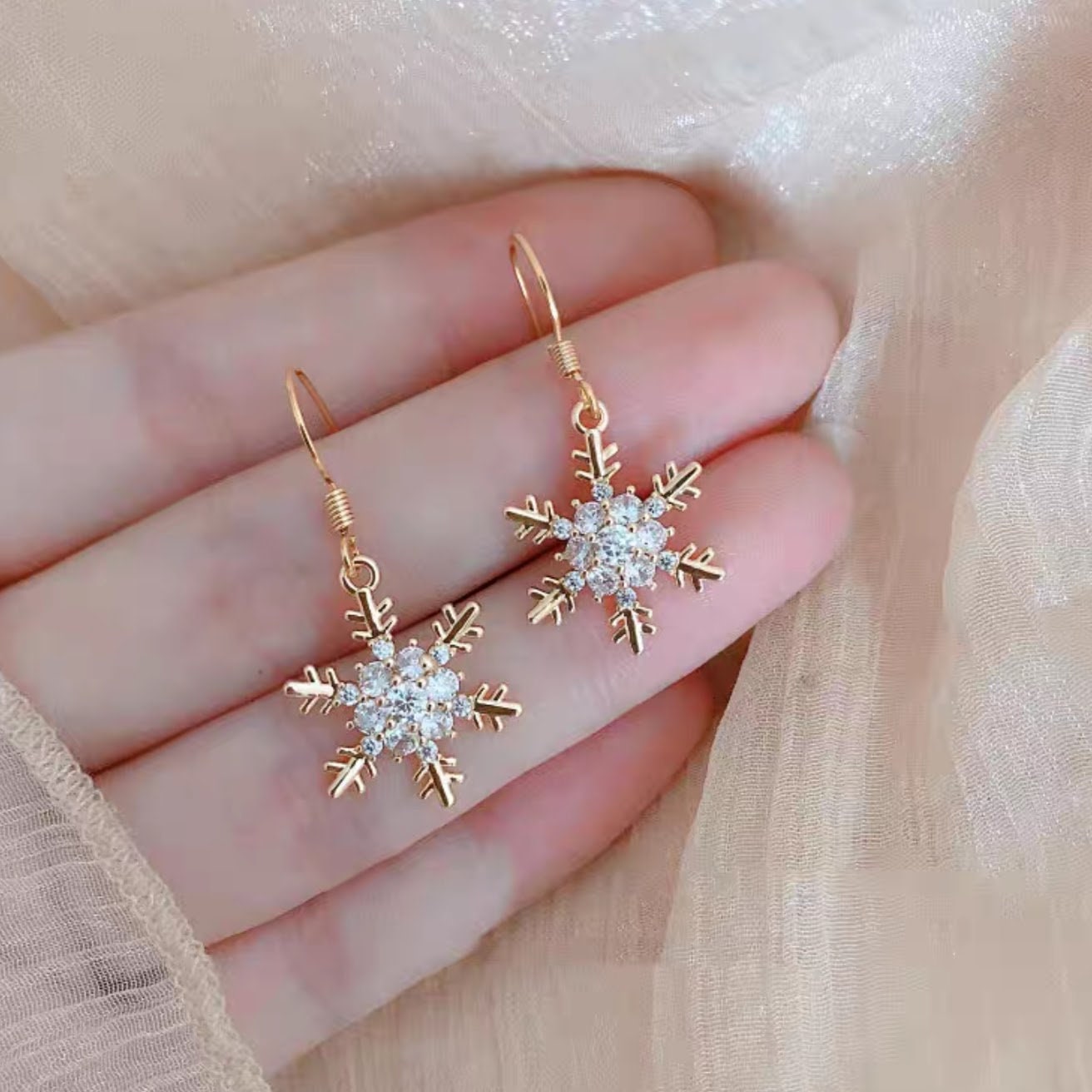 14K Gold 2021 Celestial Snowflake Earrings - JH Breakell and Co.