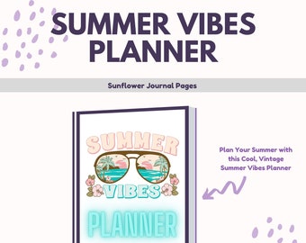 Summertime Vibes  Planner | Vintage Beach Themed Summer Planner | with Bucket List and Trackers