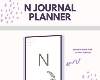 Initial N Minimalist Journal Planner | Minimal Design | Notes Sheets | Weekly Planner Pages