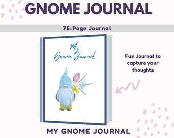 Whimsical Gnome-Themed Journal With Dotted and Lined Interior Spreads