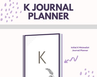 Initial K Minimalist Journal Planner | Minimal Design | Notes Sheets | Weekly Planner Pages