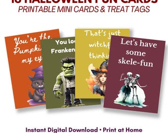 16 Printable Halloween Pun Cards & Treat Tags, Boo Basket Notes