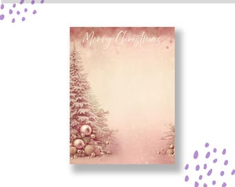 Pink Christmas Tree Card | Printable | Digital Download