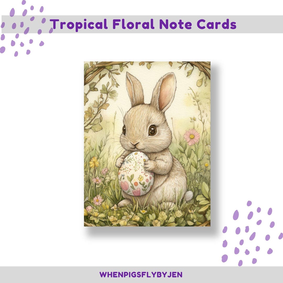 Vintage Easter Bunny Card | Printable | Digital Download - Etsy