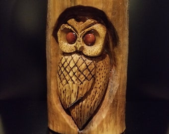 Owl Wood Carving, Love Bird, Owl Chainsaw Carving, Hand Carved Wood Art, Driftwood Art, Wood Wall Art, Woodland End Table Art, Power Carved