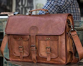 Laptop Bags for men, 18 inch Leather messenger bags for men, leather satchel, leather shoulder bags for men, leather college bag, school bag