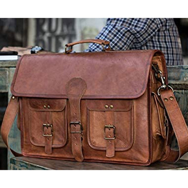 Laptop Bags for men, 18 inch Leather messenger bags for men, leather satchel, leather shoulder bags for men, leather college bag, school bag