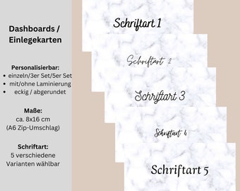 Dashboards in A6 of A7 - insteekkaarten - marmerlook - hoeveelheden selecteerbaar - aanpasbaar - envelopmethode - budgettering - cash stuffing