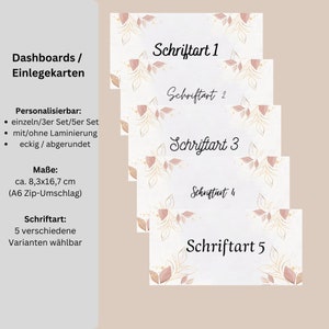 Dashboards in A6 oder A7 - Einlegekarten - Pastell Blumen - Mengen wählb.  - personalisierbar - Umschlagmethode - Budgetieren - Cashstuffing