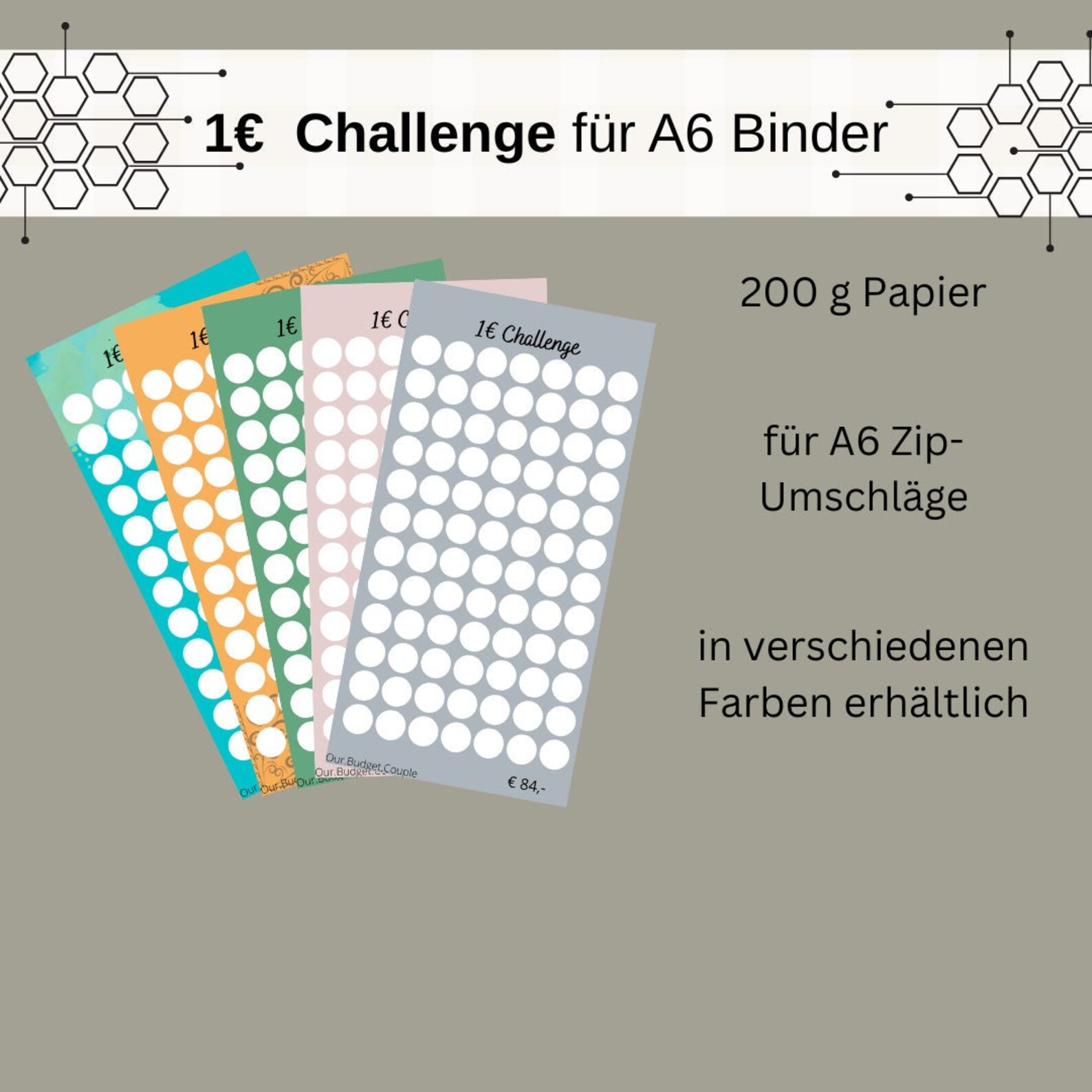 1 Euro Savings Challenge Print Version 200 G Paper - Various Designs ...